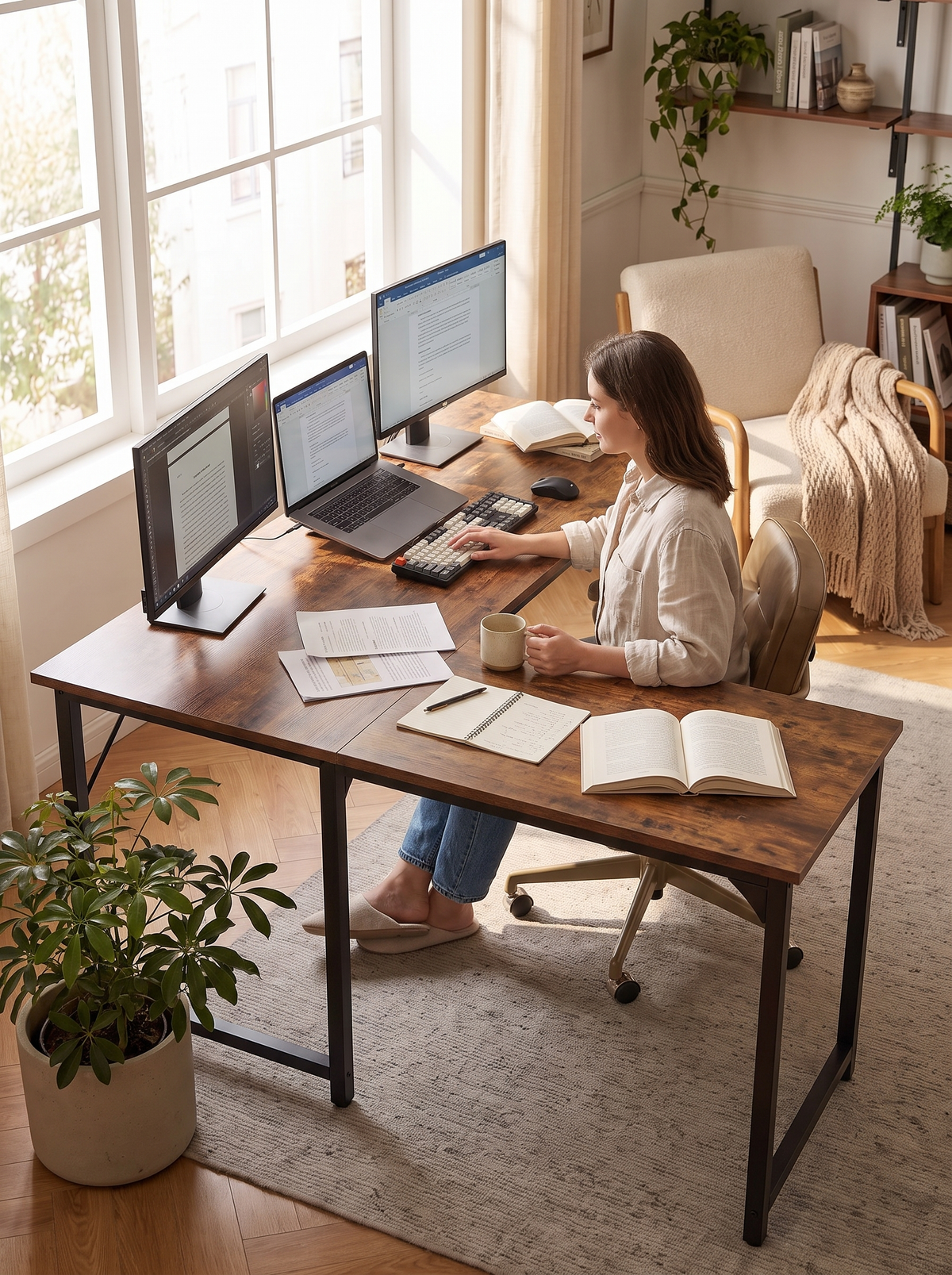 Computer Desk 63in Rust lifestyle 1