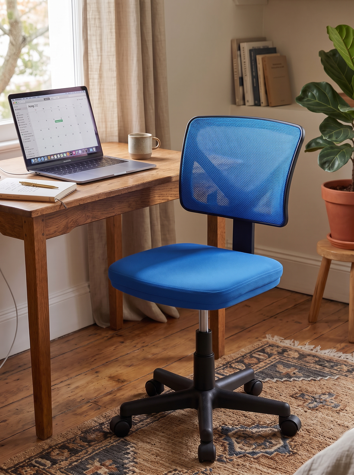 Armless Office Chair Blue lifestyle 1