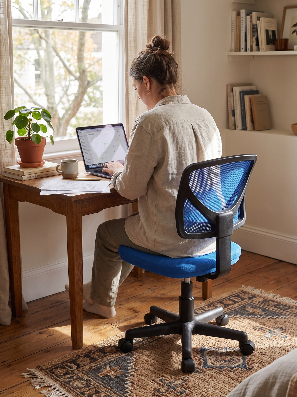Armless Office Chair Blue lifestyle 2