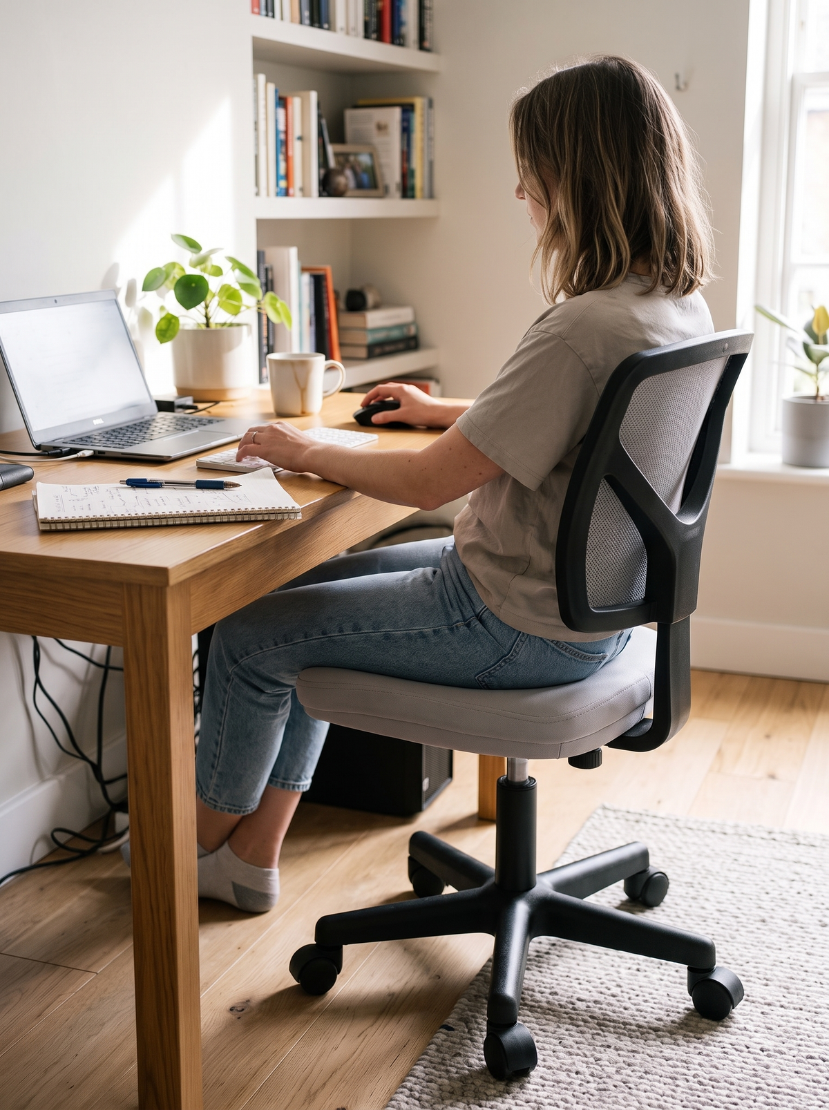 Armless Office Chair Gray lifestyle 1