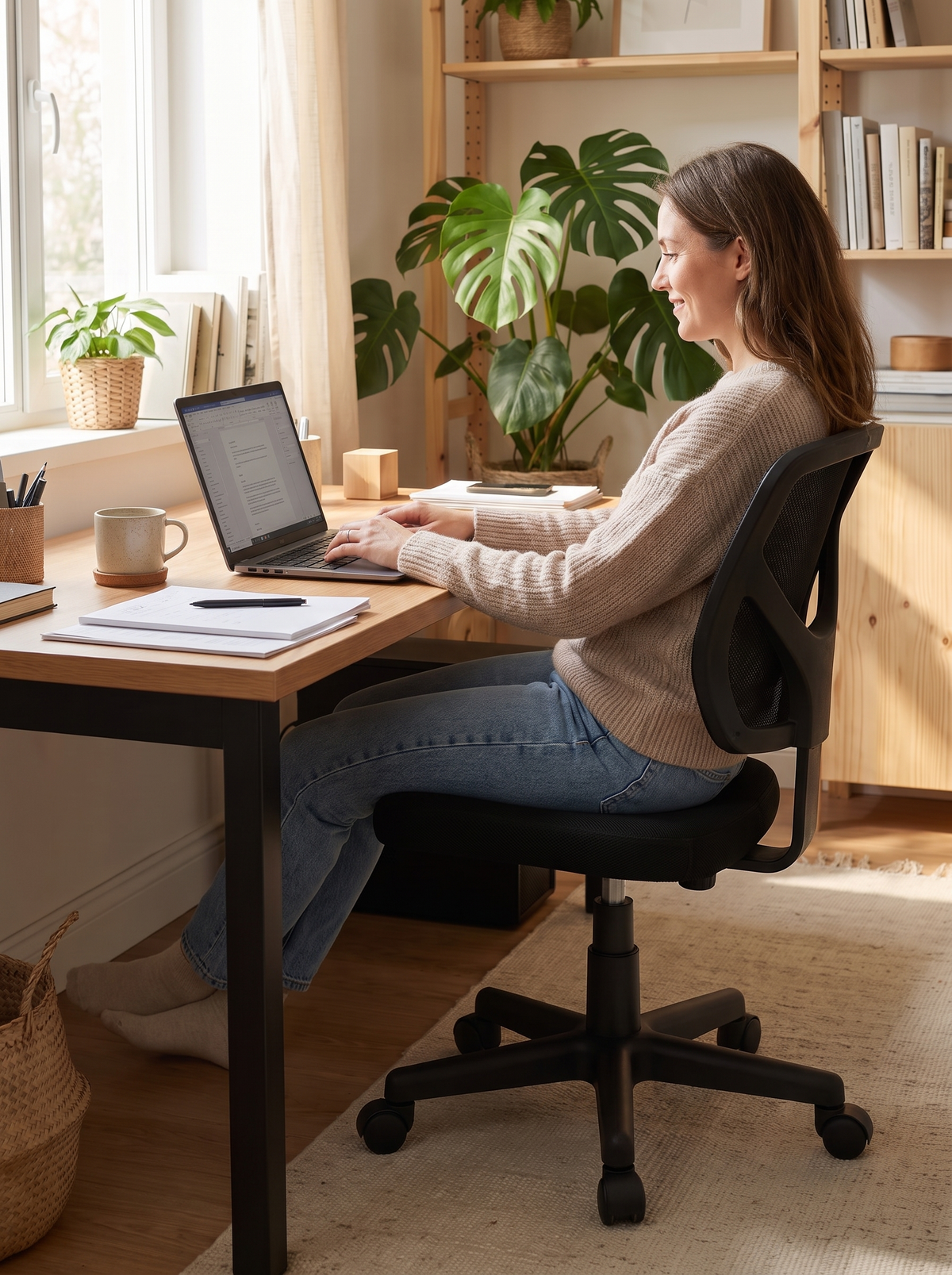 Armless Office Chair Black lifestyle 1