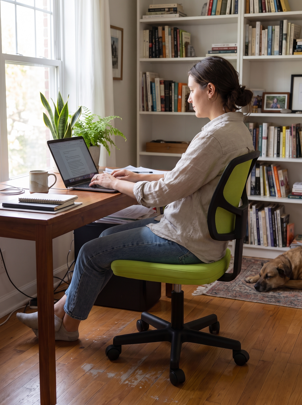Armless Office Chair Green lifestyle 2
