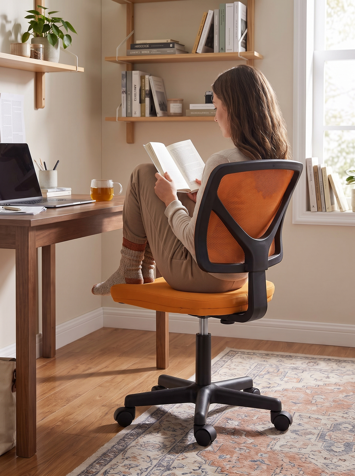 Armless Office Chair Orange lifestyle 3