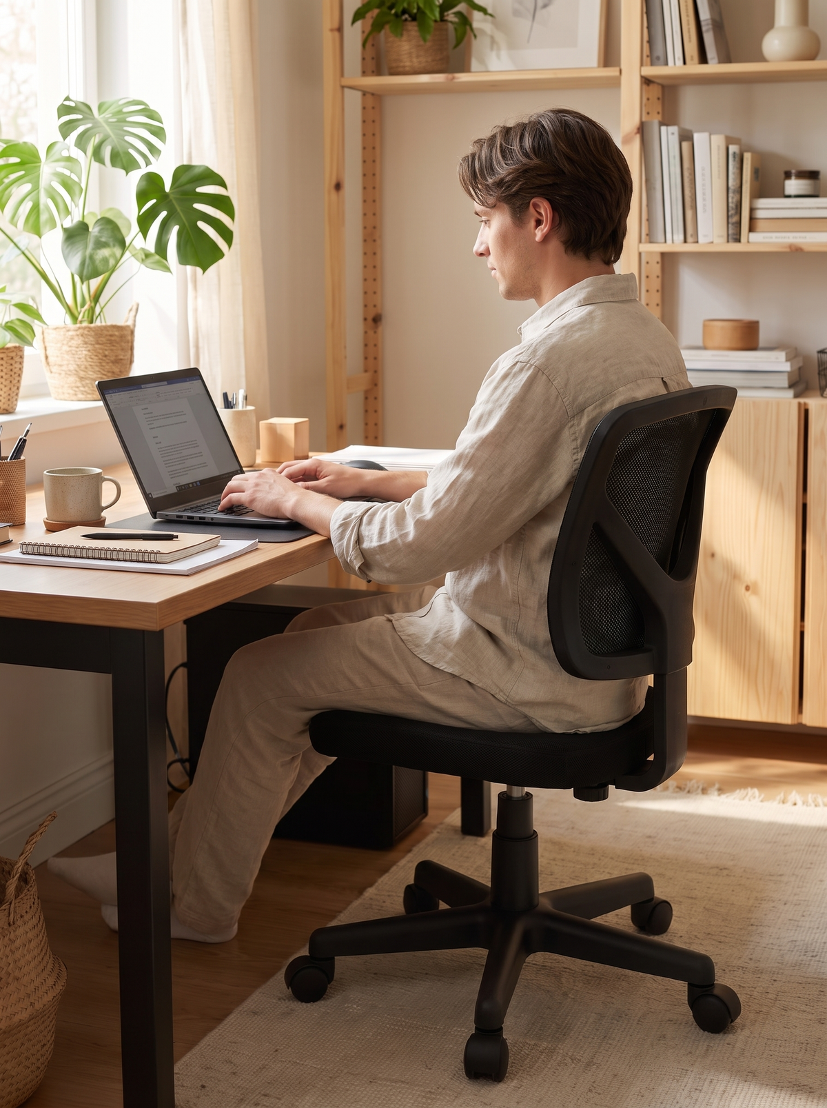 Armless Office Chair Black lifestyle 2