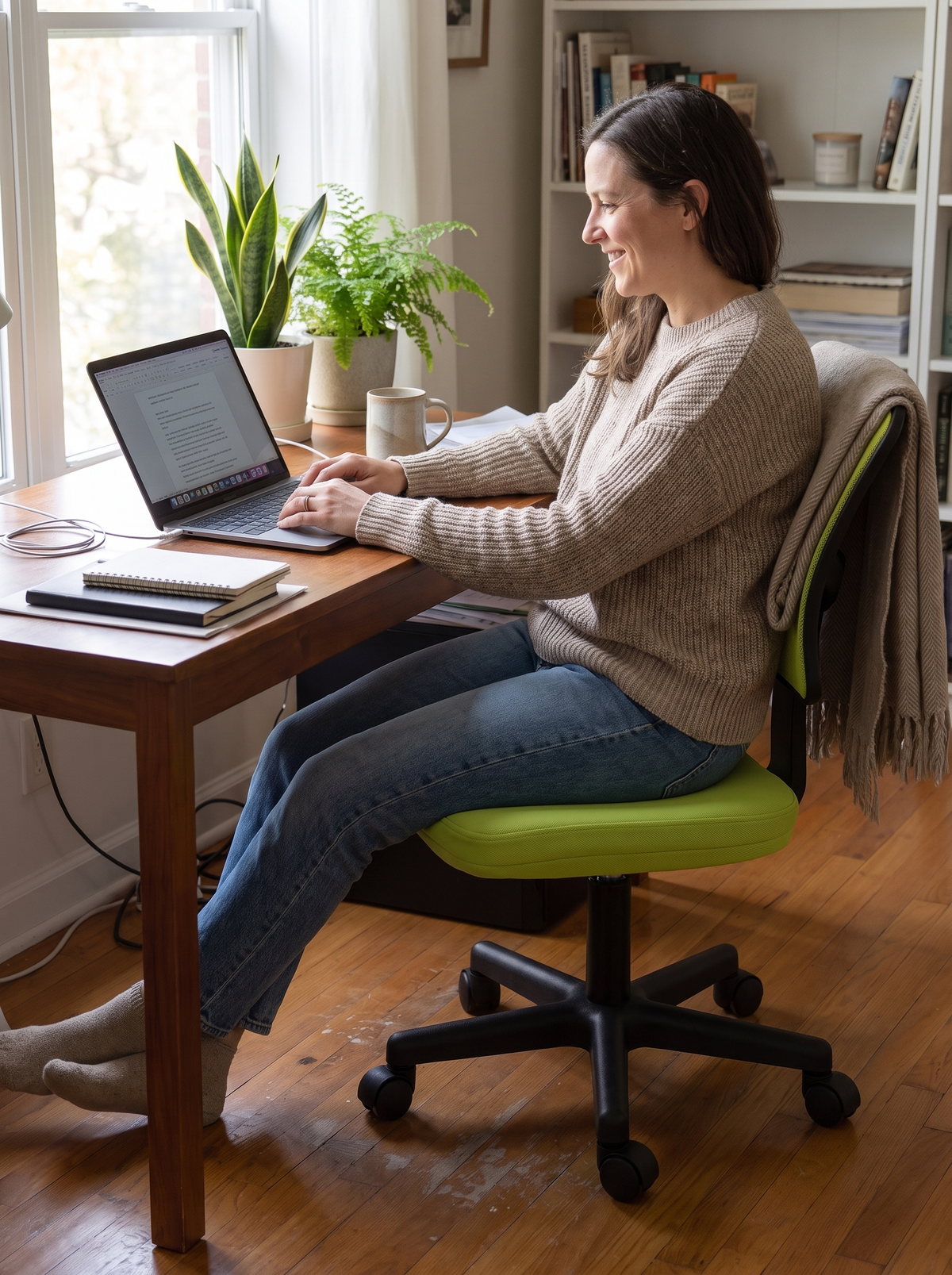 Armless Office Chair Green lifestyle 3