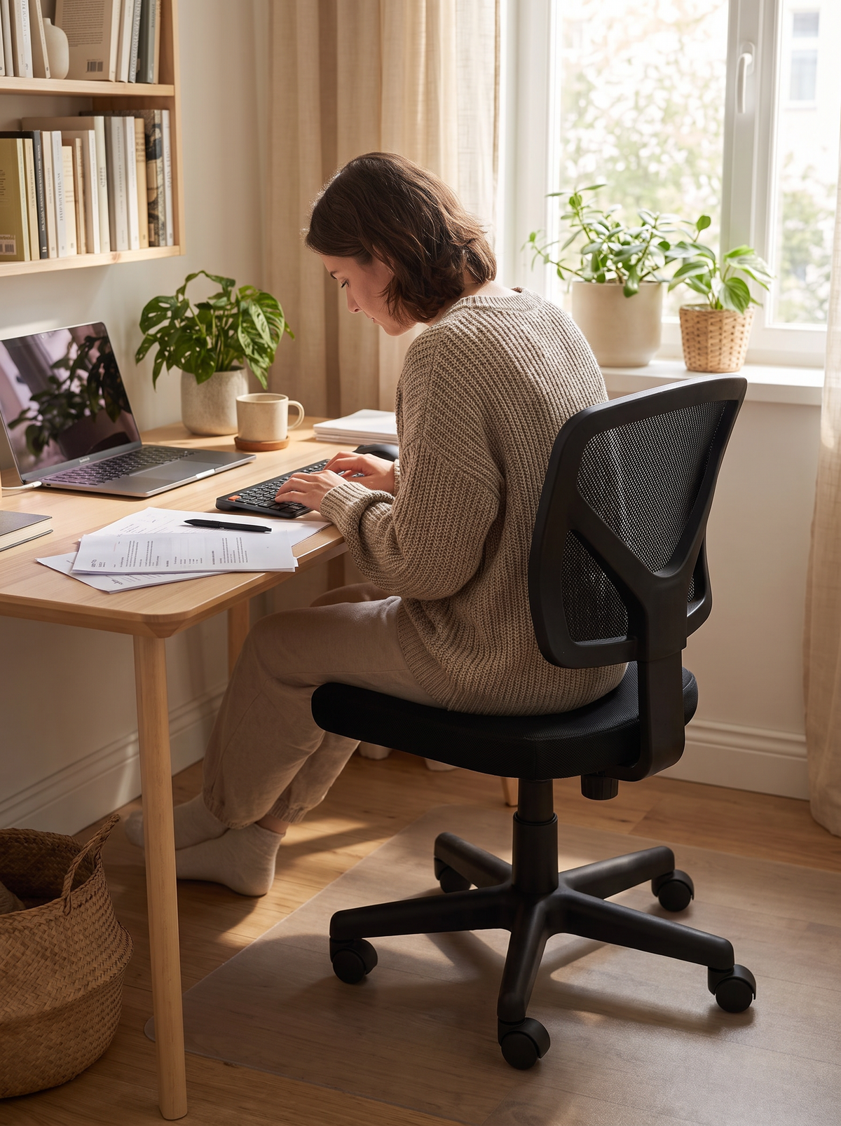 Armless Office Chair Black lifestyle 3
