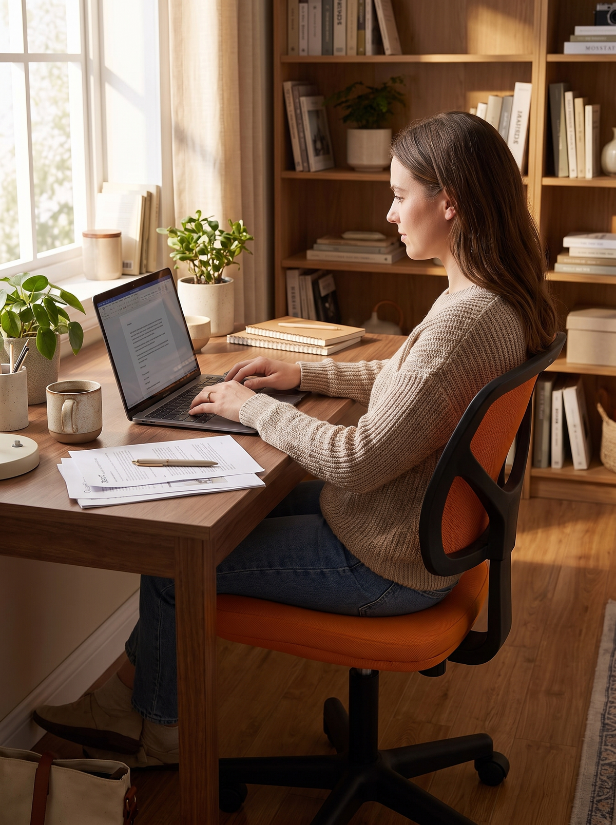 Armless Office Chair Orange lifestyle 2