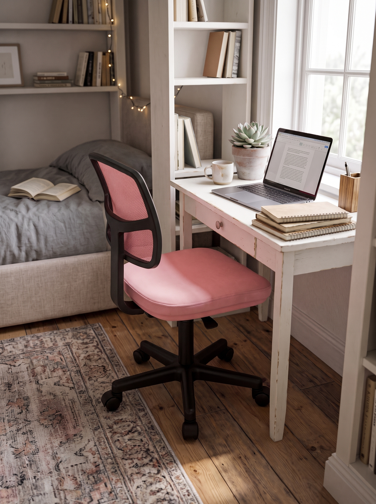 Armless Office Chair Pink lifestyle 1