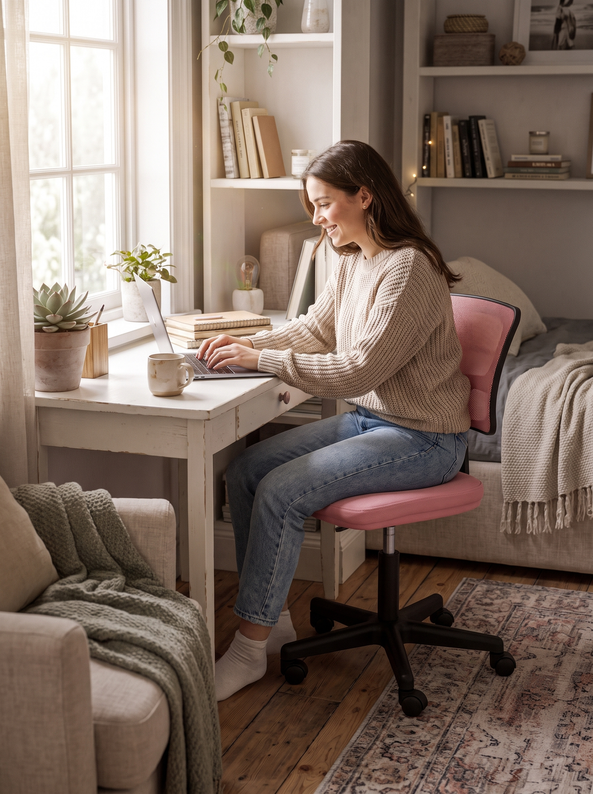 Armless Office Chair Pink lifestyle 3