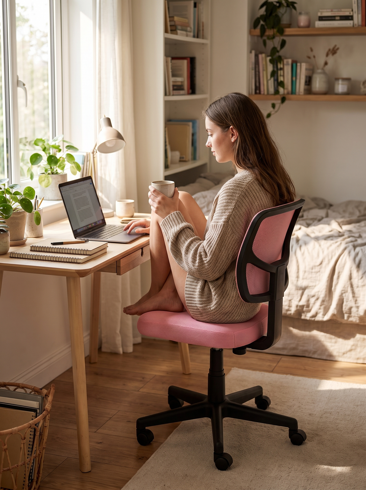 Armless Office Chair Pink lifestyle 2