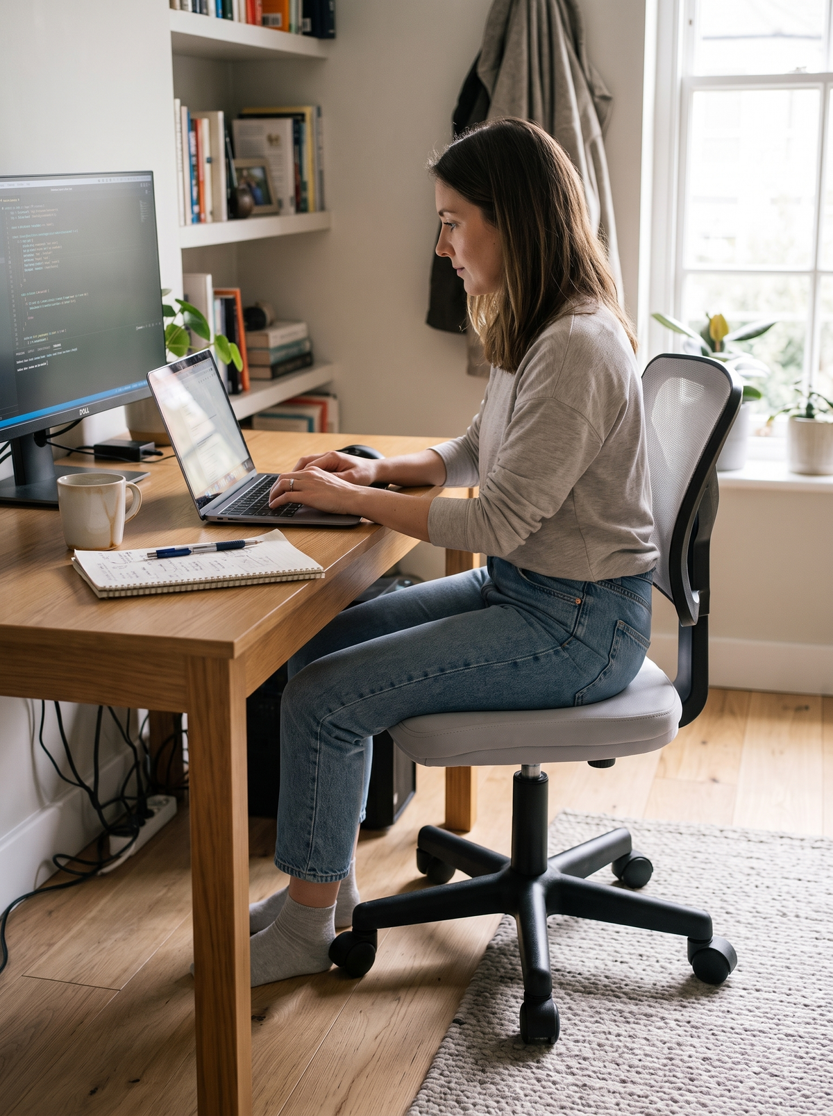Armless Office Chair Gray lifestyle 3